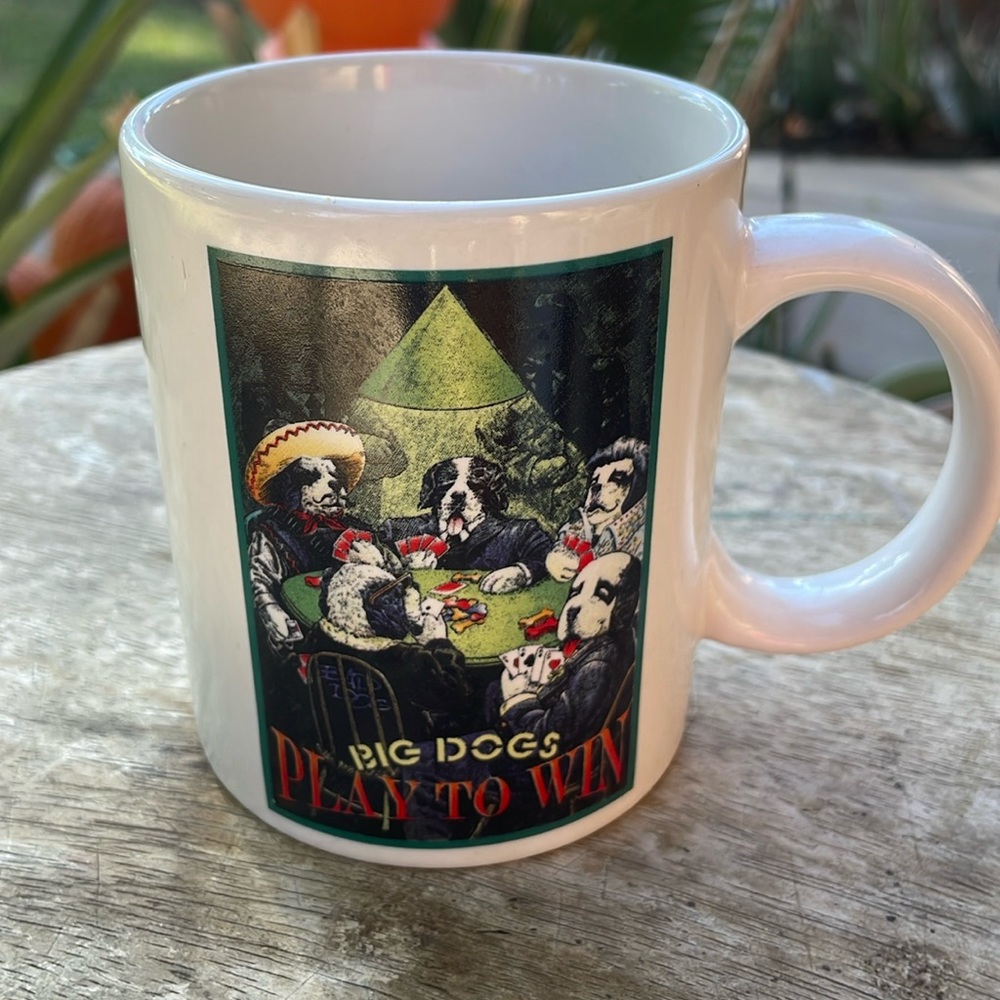 BIG DOGS 1996 vintage old school coffee mug poker